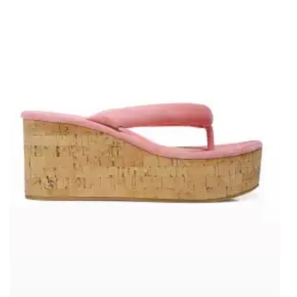 NEW Veronica Beard Geno Cork Platform Wedge Sandals Dragonfruit Pink Size 9 - Picture 2 of 10